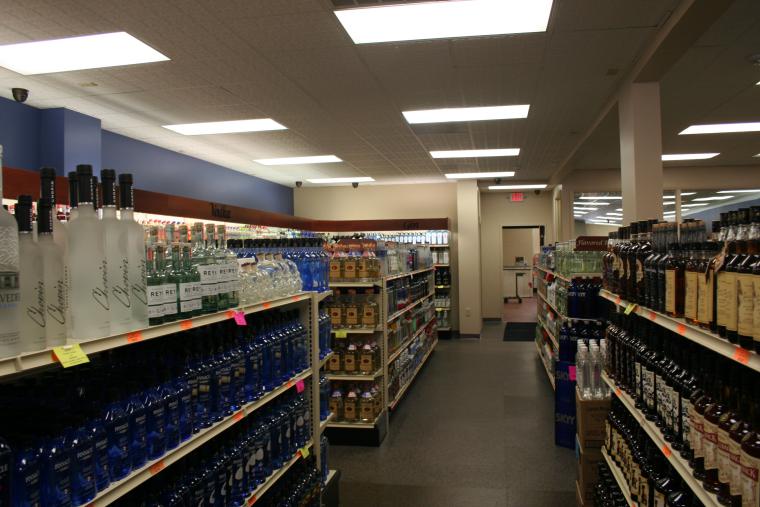 Stocked shelves inside ABC store 
