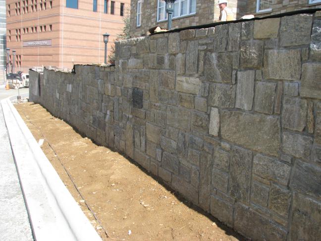 Retaining wall next to road